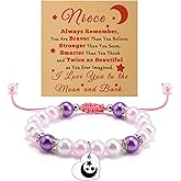 Niece Gifts from Auntie Beaded Bracelet Inspirational Gifts for Women Christmas Birthday Graduation Wedding Mother’s Day Gift for Niece Her Female from Aunt Uncle Jewelry Bracelet with Massage Card