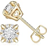 CHLOÉ LOVETT 14K Gold Stud Earrings Studs Hypoallergenic Cubic Zirconia Small Stud Earrings for Women 7mm