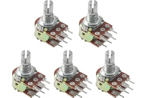 Yetaida 5Pcs WH148 Potentiometer 500K Ohm Variable Resistors 6-Pin 15mm Shaft Dual Linear Potentiometers for Audio Volume Control, Light Dimming, Motor Speed Regulation & DIY Electronics Projects