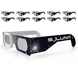 Soluna Solar Eclipse Glasses - CE and ISO Certified Safe Shades for Direct Sun Viewing, (10 Pack)