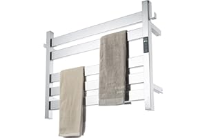 K&KALONZO Towel Warmer for Bathroom, Wall-Mounted 5-Bar Heated Towel Rack with Built-in Timer, Waterproof Electric Towel Heater, Support Plug-in and Hardwired, Polished, EL18S