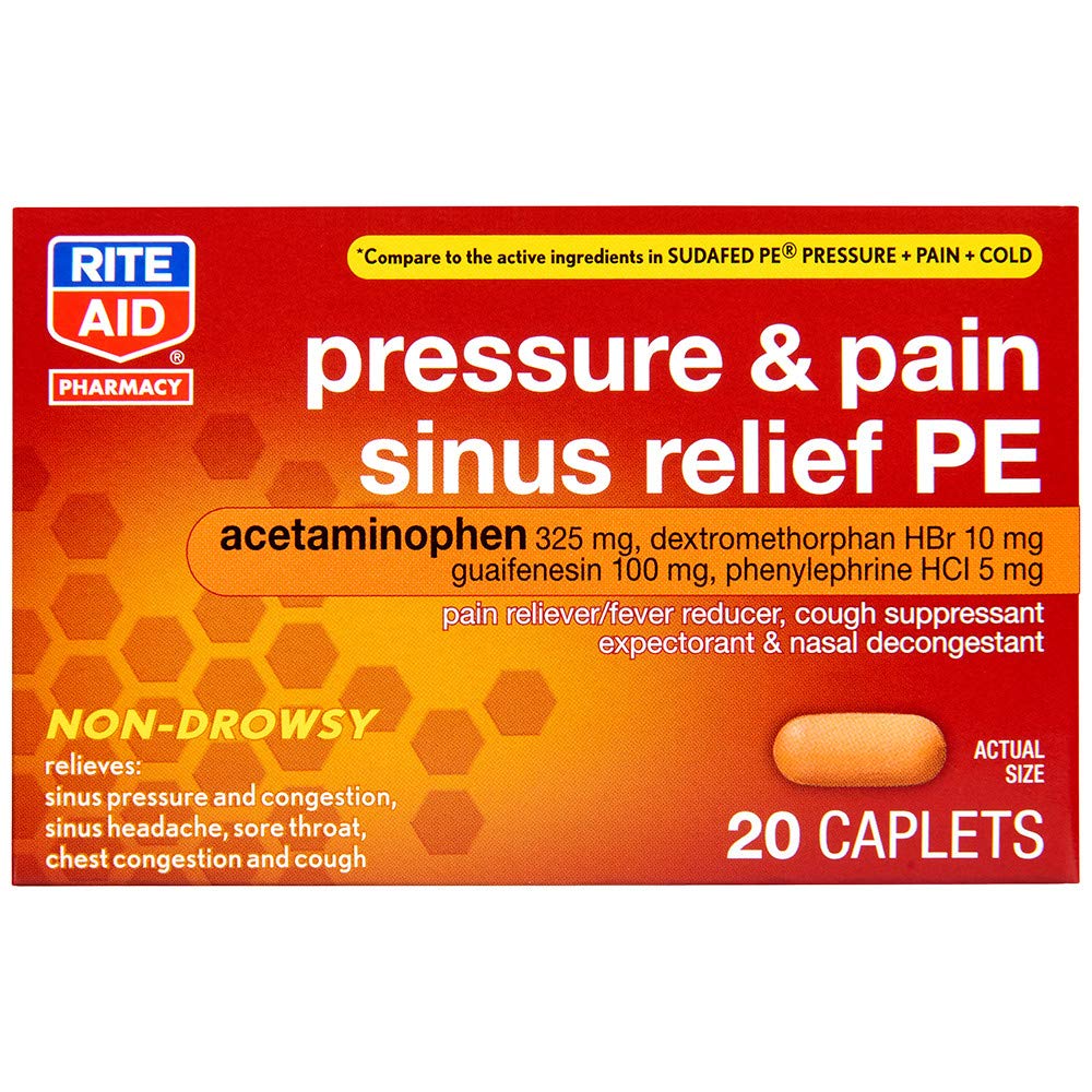 Buy Rite Aid Cold & Sinus PE with NonDrowsy Formula 20 Cets Pain