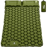 HiiPeak Double Sleeping Pad - Self Inflating 3" Extra-Thick for 2 Person with Pillow Built-in Foot Pump Inflatable Sleeping Mat for Backpacking, Hiking, Traveling, Tent, Portable Camping Mat (Green)