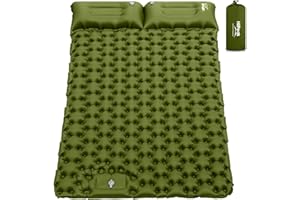 HiiPeak Double Sleeping Pad - Self Inflating 4" Extra-Thick for 2 Person with Pillow Built-in Foot Pump Inflatable Sleeping Mat for Backpacking, Hiking, Traveling, Tent, Portable Camping Mat