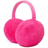 RUIKUNA Winter Ear Muffs Women Fuzzy Earmuffs Faux Fur White Ear Warmers Girls Black Warm Ear Covers Fluffy Cute Pink Large