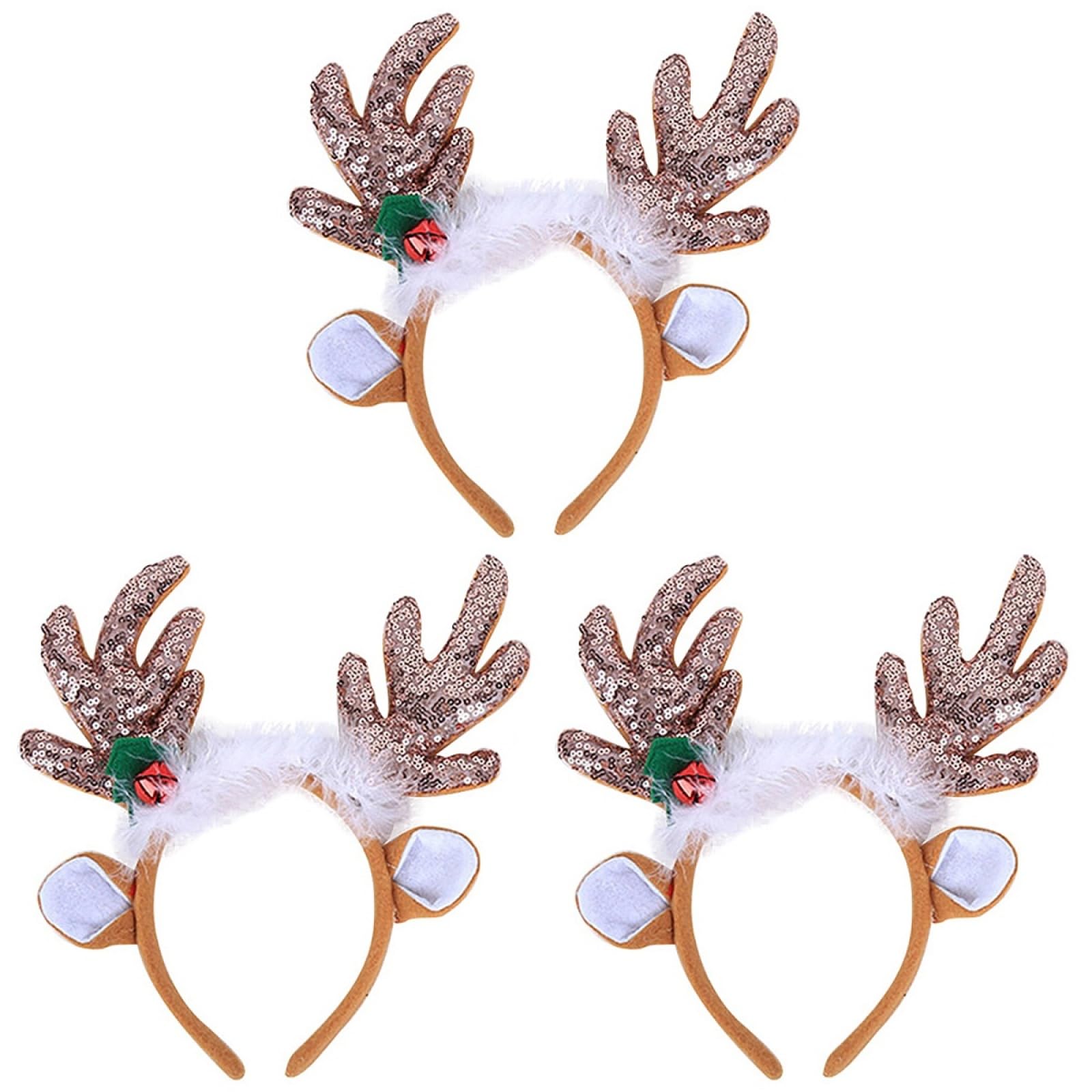 FRCOLOR 3pcs elk headband reindeer antlers headwear deer antlers headband deer party headdress red s hair band s Hair Hoop christmas sequins small s women's