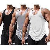 Babioboa Men's 3 Pack Gym Workout Tank Tops Y-Back Muscle Tee Stringer Bodybuilding Sleeveless T-Shirts