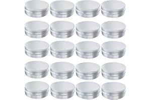 Goiio 20 Pcs 0.5 Ounce Aluminum Tin Jar 15 ML Refillable Container, with Screw Lid, Silver
