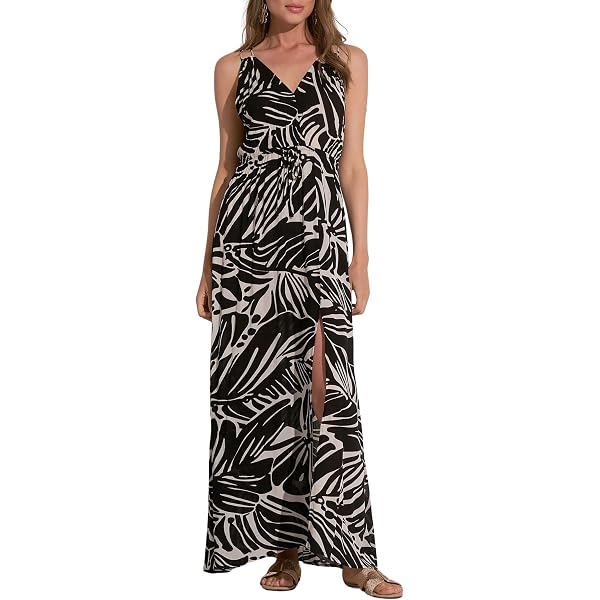 ELAN Women's O-Ring Sleeveless Low Back Halter Maxi Dress (Blue Botanical,  Medium) at Amazon Women's Clothing store