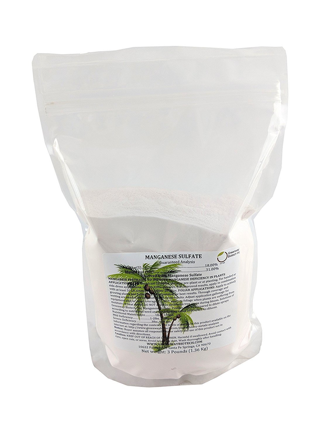 Manganese Sulfate Monohydrate Powder Fertilizer 100"Greenway Biotech