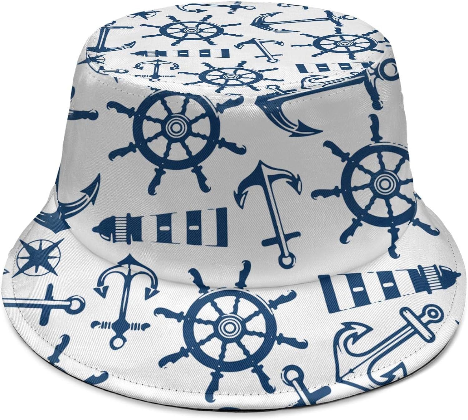 Unisex Nautical Boat Anchors Helm Lighthouses Bucket Hat Fashion Cotton