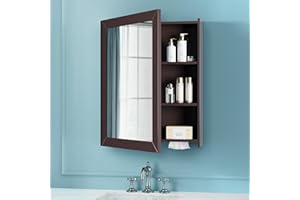 VANIRROR Bathroom Mirror Cabinet - Large Single Door 24x30 inchs Wall Cabinet Bathroom Vanity Mirror Cabinet with Facial Tissues Slot and Multifunctional Storage Area