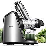 AICOOK Juicer Machines, 3in Large Feed Chute, Stainless Steel Slow Masticating 200W Easy to Clean, Ceramic Auger Makes High N
