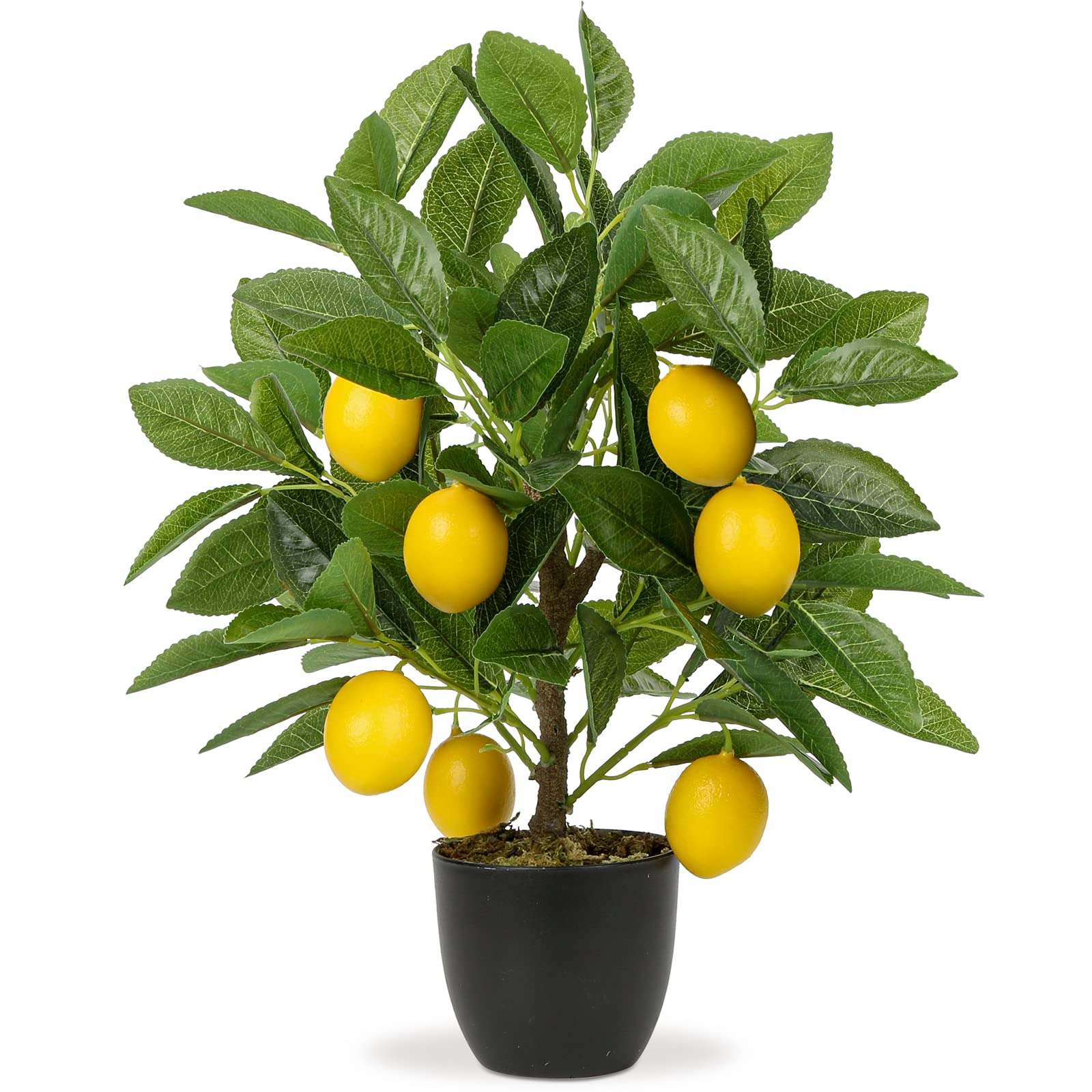 Hollyone 40CM Artificial Lemon Plant in Pot, Fake Potted Plant Decorative Faux Plants, Small Faux Lemon Tree for Bedroom, Living Room, Bathroom, Desk, Table, Kitchen, Home Decor