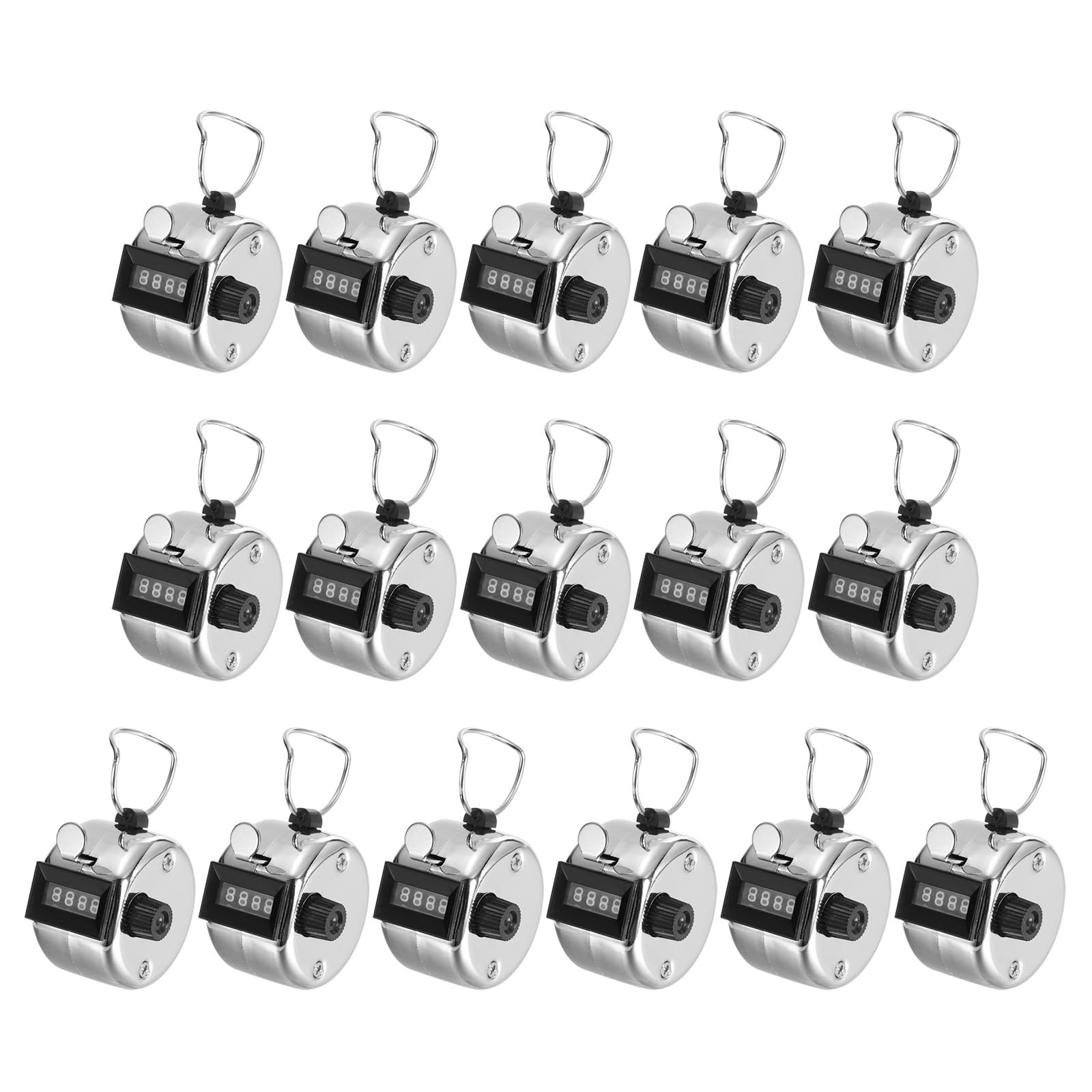 PATIKIL Clicker Counter, 16 Pcs 4 Digit Mechanical Handheld Tally Click Pitch Counter for Coaching Knitting, Golf, Lap, Fishing, Silver