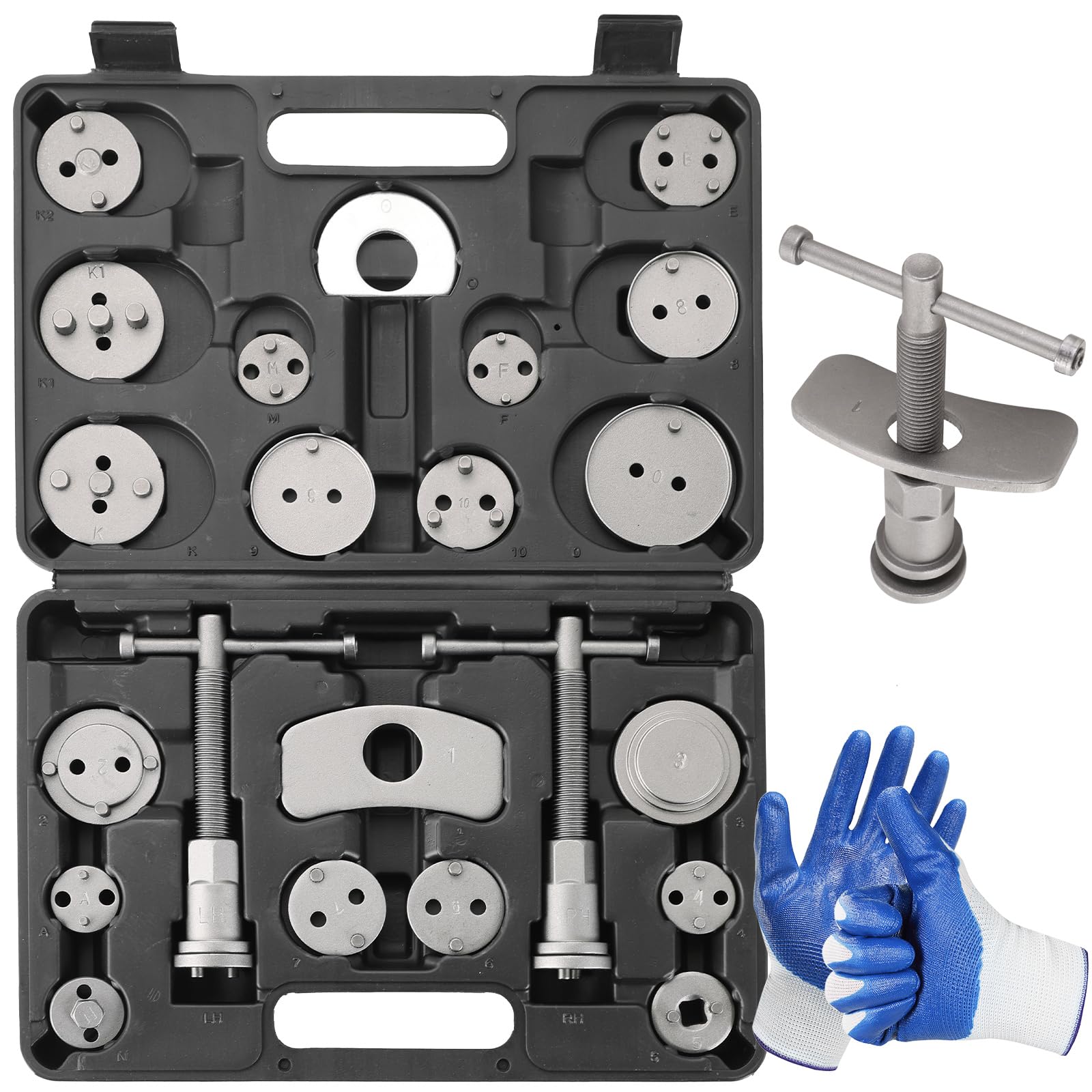 Photo 1 of NYXOVA 24pcs Brake Caliper Tool, Heavy Duty Disc Brake Caliper Tool Set, Wind Back Kit for Brake Pad Replacement, Master Disc Brake Caliper Tool Kit Fits Most American, European Makes/Models (Black)