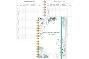HEVEBOIK Blood Pressure Log Book - Record & Monitor Your Daily Blood Pressure, Heart Rate Readings at Home, 5.8" x 8.5", Teal Flowers