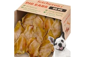 FETCHERONI Whole Pig Ears for French Bulldogs Large - 26 Pack Long Lasting Dog Chews – Treats Single Ingredient Delicious All Natural Flavor – Easy to Digest Tasty Treats for Large Pets