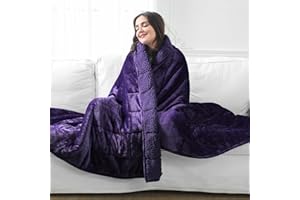 Aemicion Weighted Blanket for Adults,Fluffy Soft Sherpa Heavy Weighted Blanket 15lbs Twin 48 x 72in,Ultra Fuzzy Throw Blanket with Soft Plush Flannel Top,Purple on Both Sides