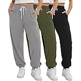 Neer 3 Pack Women's Plus Size Sweatpants Casual Loose Fit Drawstring Joggers Lightweight Athletic Lounge Pants with Pockets