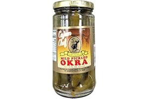 Cajun Chef Mild Pickled Okra 12oz (Pack of 1) - Great in Bloody Mary's - Versatile Garnish for Sandwiches, Salads, Martini's, Cheese Boards, and More (Mild Pickled Okra 12oz)