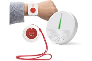 CYSSJF Life Alert Systems for Seniors Caregiver Pager Call Button SOS Button Alert Button for Seniors Elderly at Home 1 Plugin Receiver 1 Waterproof Transmitter 1 Watch Button