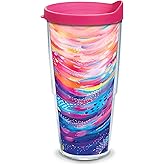 Tervis Etta Vee Happy Abstract Made in USA Double Walled Insulated Tumbler Travel Cup Keeps Drinks Cold & Hot, 24oz, Classic