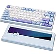 KEEBMONKEY WOBKEY Rainy 75 CNC Aluminum HMX/JWK/Cocoa Switches Triple-Mode Connectivity Mechanical Keyboard with Superior Acoustics, RGB/PP/Gradient Glass/3500mAh/Violet Switch (Standard - Blue)