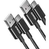 Anker Cable [2 Pack, 3FT], USB A to USB C Cable for iPhone 17 Series,Samsung Galaxy S10 S10+, LG V30, Beats Fit Pro and More 