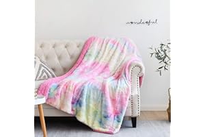 NEWCOSPLAY Super Soft Faux Fur Throw Blanket for Couch Light Rainbow Sherpa Fuzzy Plush Warm Blanket for Sofa Bed (Light Rainbow, Throw(50"x60"))