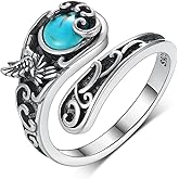 Naxidaze Genuine Turquoise Rings for Women 925 Sterling Silver Hummingbird Spoon Ring Vintage Thumb Rings Western Real Turquoise Jewelry for Women