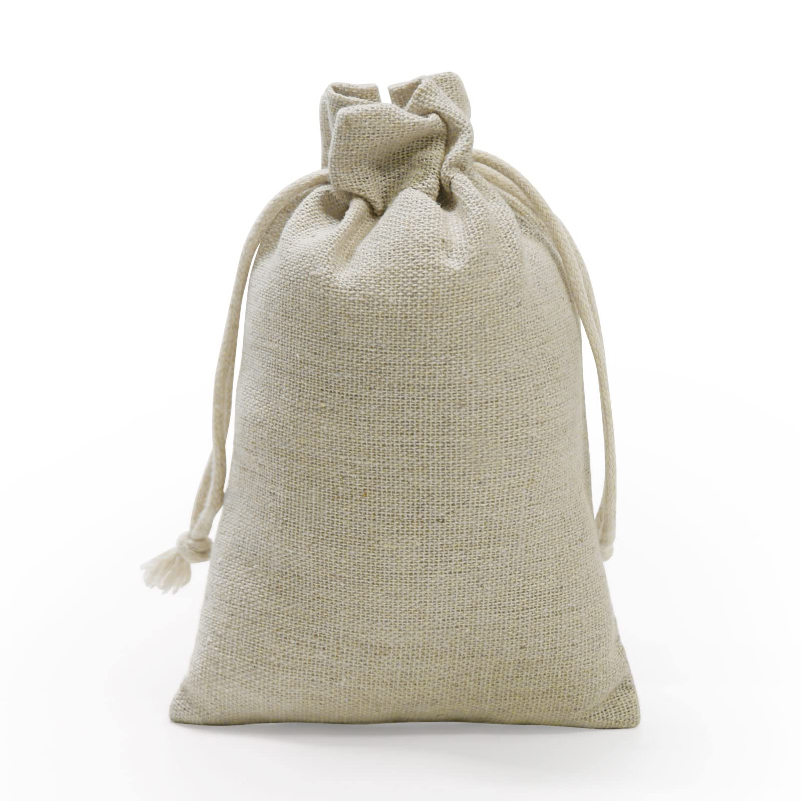 SumDirect 20 Cotton Muslin Bags - Brown Small Lightweight Gift Bags with Drawstring, Reusable Packing Pouches for Wedding, Party, Birthday (10x15cm)
