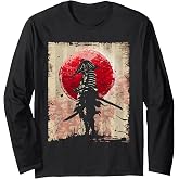 Japanese Art Samurai Vintage Fighter Retro Design Long Sleeve T-Shirt