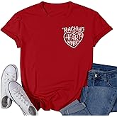Teacher Valentine Shirt for Women Teaching is Heart Work T-Shirt Love Heart Short Sleeve Tee Casual Teachers Tops