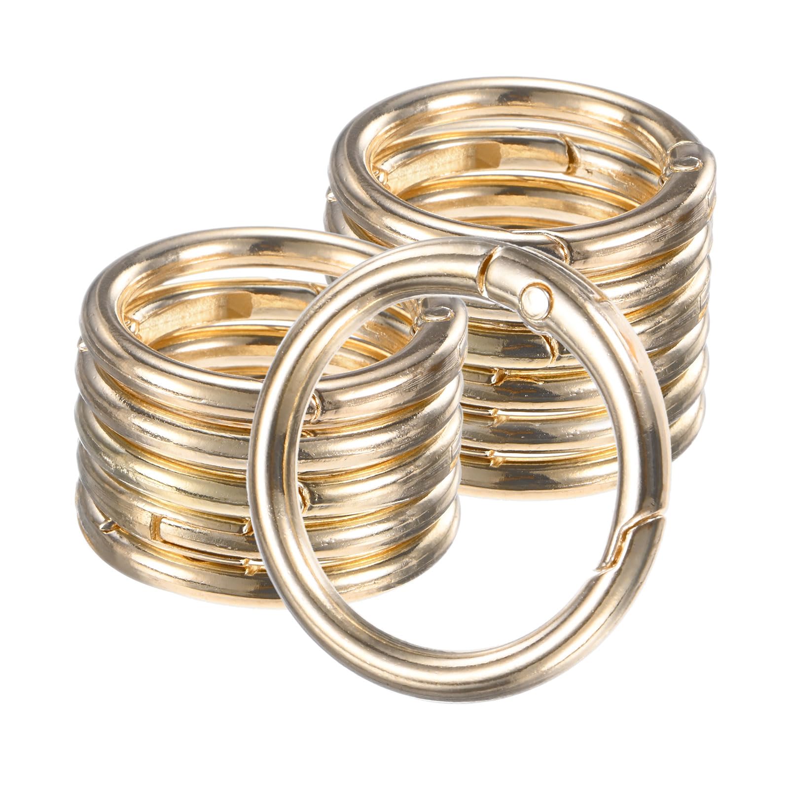 M METERXITY 12-Pack Metal Spring O Rings 1" Zinc Alloy Keyring Buckle [Gold Electroplating]