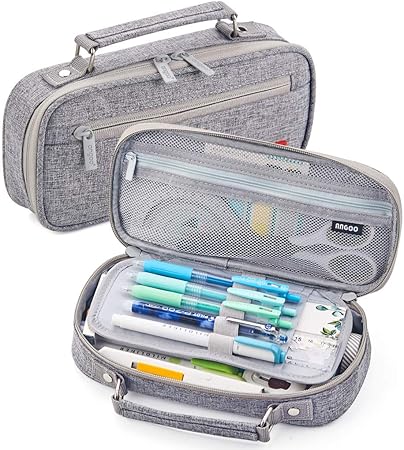 Amazon Angoobaby ペンケース 筆箱 男の子 女の子 小学生 中学生 高校生 大学生 社会人用 グレー ペンケース 文房具 オフィス用品