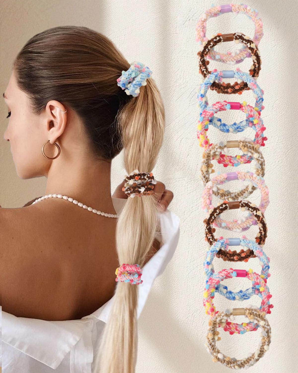 Photo 1 of 10 PCS Colorful Hair Scrunchies, Elastic Hair Bands for Women, Durable and Soft Hair Ties, Stylish Hair Accessories for Secure Hold, Hair Bands for All Hair Types(Multicolor)