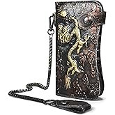 Handadsume Genuine Crazy Horse Leather Travel Gift Coin Pocket Card Case Long Organizer Chain Rfid Wallet Purse With Snap For Men Male 1088 (1088 Coffee)