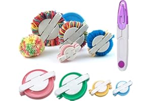 Wayion Pom Pom Maker Art DIY 4 Size Fluff Ball Bobble Weaver Needle Craft Knitting Wool Tool Kit with a Thread Cutter Scissors