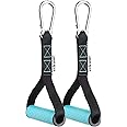 KYLIN SPORT Upgraded Cable Machine Attachments Resistance Bands Handles Grips Fitness Strap Stirrup Handle Cable Attachment Silicon Grip with Metal Carabiner Colorful Version