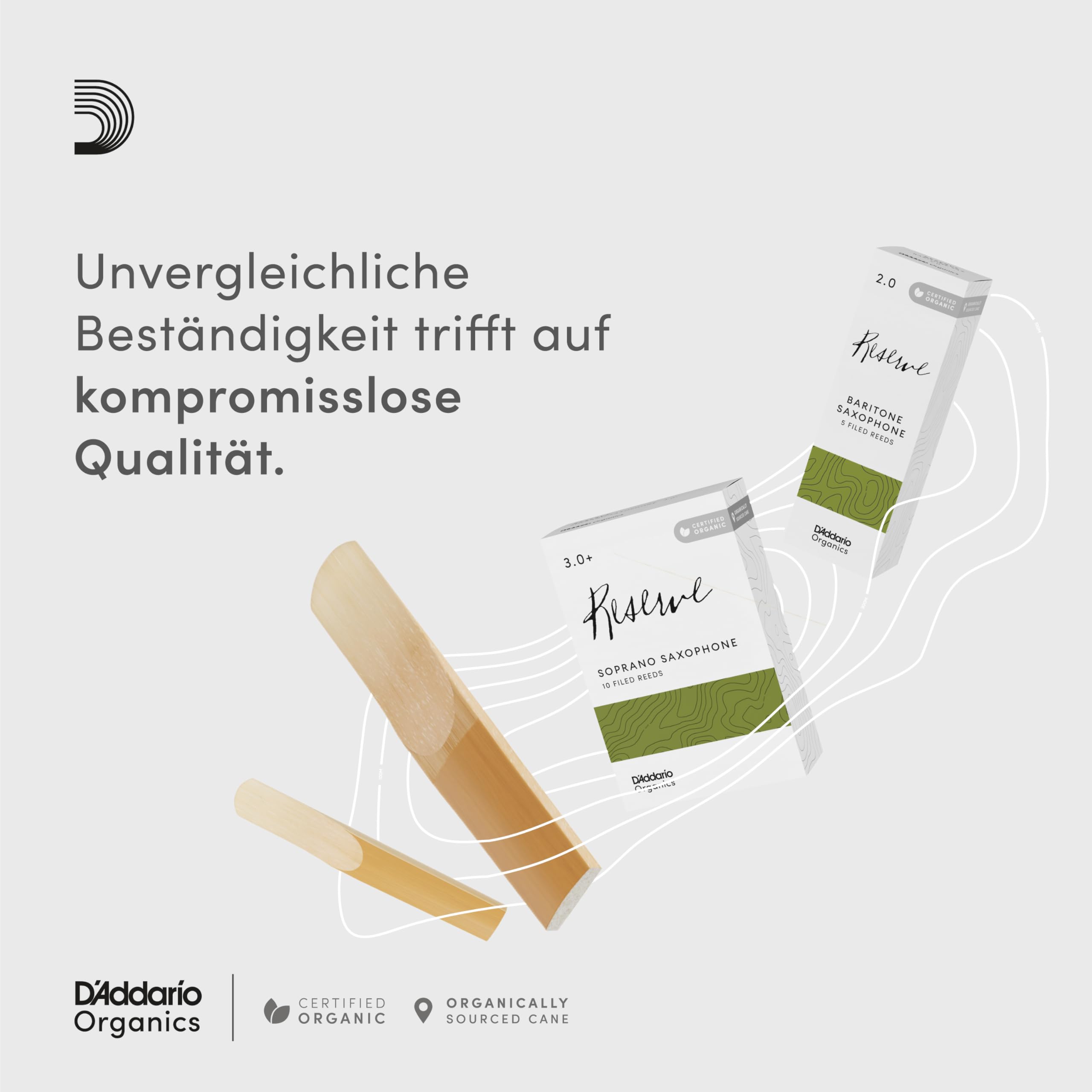 D'Addario Organisch Reserve Alto Saxophon-Stimmzungen - Saxophonrohre - Das erste und einzige Bio-Schilfrohr - 3.0 Stärke, 10 Packung 4