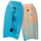 CONTOUR SURF Reed Bodyboard Body Boards for Beach Kids Lightweight EPS Core Dual Channel Double Swivel Coiled Wrist Leash(33/37/39 inch)