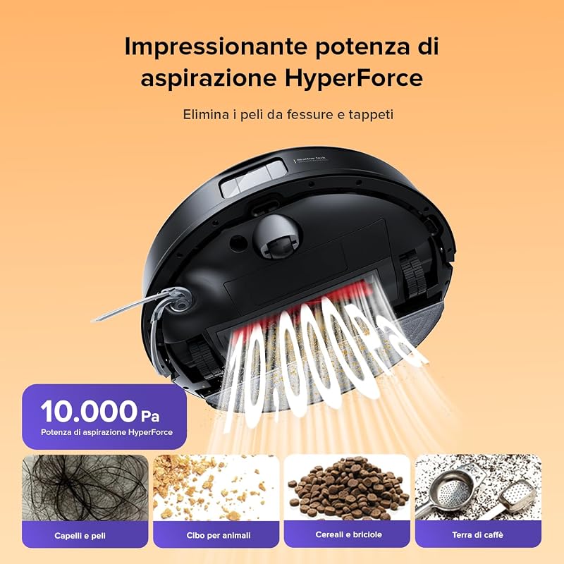 Q10 S5 Set Robot Aspirapolvere 10.000Pa, Panno Sollevabile, Nero
