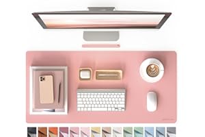 RENMTURE PU Mouse Pad, Faux Leather Large Desk Pad, Home Work Office Accessories, Non-Slip Desk Mat, Waterproof Gaming Pad Desk Blotter (36"x17", Pink)