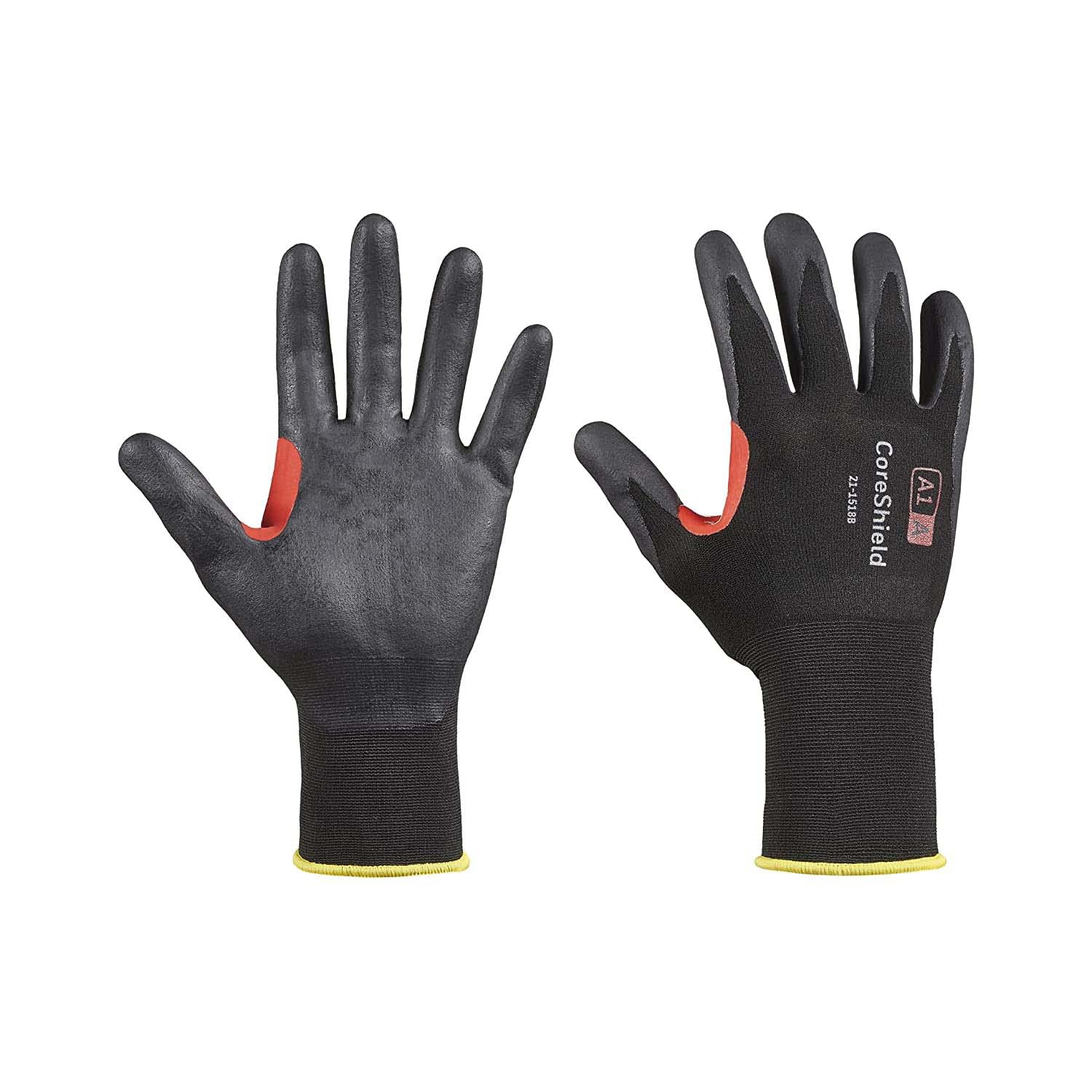 Honeywell 10 Pairs CoreShield™ Cut Resistant Work Gloves, Black/Red, Cut Level A, Nitrile Microfoam Coating, Washable, Touchscreen Capacitive, Size 11/XXL, 21-1518B/11XXL