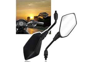 IHOTDER 2PCS Motorcycle Mirrors with 8mm & 10mm Bolt,Carbon Fibre HD Motorcycle Mirrors for Handlebars,360° Adjustable Motorcycle Accessories Wide Angle Rear View Mirror (Carbon Fibre)