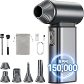 SKTFFR Compressed Air Duster Electric 150000RPM Super Power Mini Air Blower | 6 Gears Adjustable Rechargeable Cordless Duster for Keyboard Computer Car Home Cleaning, Replaces Compressed Air Cans