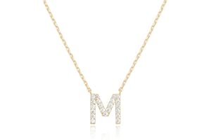 PAVOI 14K White Gold Plated Cubic Zirconia Initial Necklace | Letter Dainty Necklaces for Women