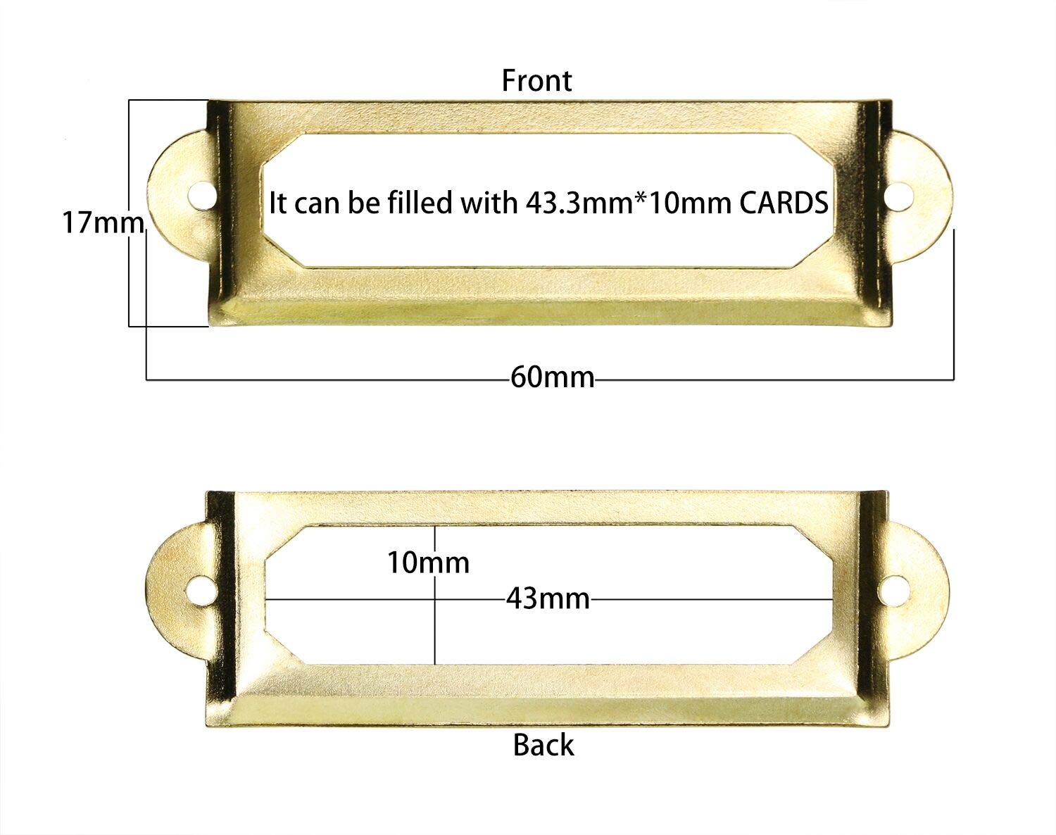Onlykxy 20pcs Antique Brass Metal Drawer Door Lab Tag Label Pull Frame Handle File Name Card Holder For Furniture Cabinet Hardware Box Case Bin 1760mm Gold Office Products Dprd Tasikmalayakab Go Id