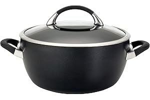 Circulon Symmetry Hard Anodized Nonstick Casserole Dish/Casserole Pan with Lid - 5.5 Quart, Black